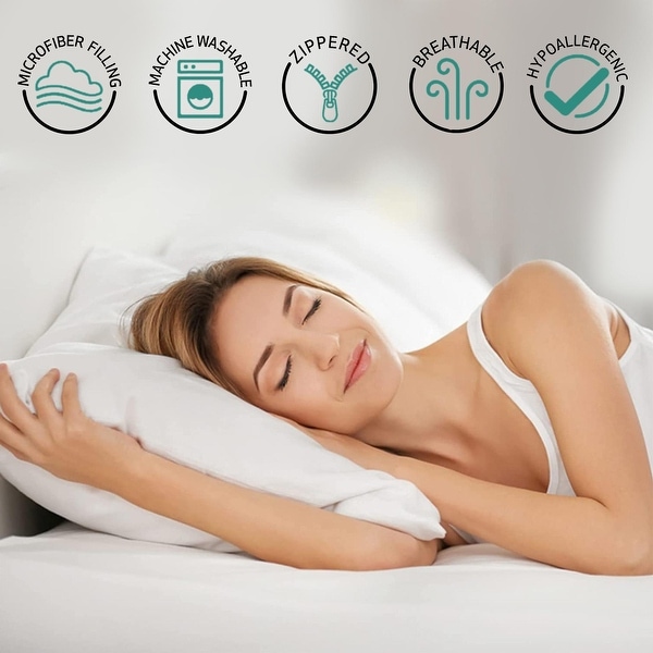Set of 4 Washable Pillows Elegant Bed Pillows Sleeping Queen